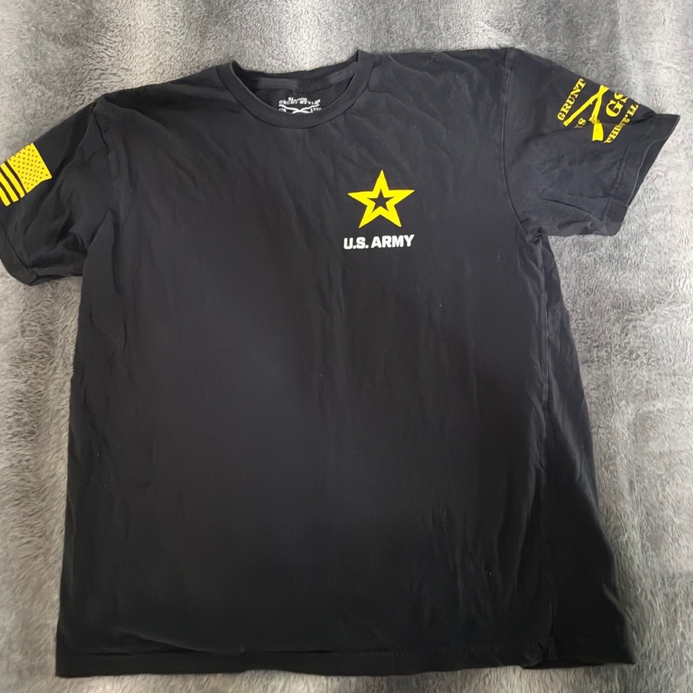 Grunt Style US Army T Shirt Mens XL Black Yellow Graphic Short Sleeve Cotton Tee
